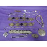 A small selection of costume jewellery including diamante, coin bracelet etc