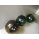 Three traditional glass fisherman's floats/witch balls