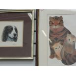 A watercolour, P Welch, Spaniel head study, signed and dated (19)83, 8in x 8in and a heightened