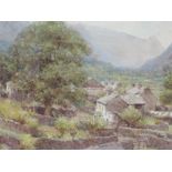A watercolour, W G Collingwood, Stonethwaite, Borrowdale, signed and dated 1902, 9in x 13in
