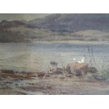A watercolour, Edward Arden (Tucker) Lake landscape, 11in x 17in