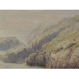 A watercolour, John Mogford, rocky headland, monogrammed and dated 1868, 13in x 20in