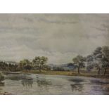 A watercolour J Clark, a river landscape, signed and dated 1888, 9.5in x 15in