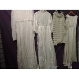Four vintage wedding dresses, all around 1960s. Good condition and a variety of styles.small to