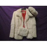 A1960s short coney coat, matching muff and baker boy style hat. 'Hutcheson furs and fashions,