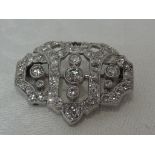 An Art Deco style diamond brooch, total approx 2ct in a white metal mount, no marks previously