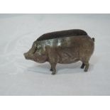 An Edwardian silver pin cushion modelled as a pig, Birmingham 1907, Adie & Lovekin Ltd