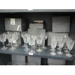 A selection of fine clear cut Waterford crystal wine, spirit and similar stem glasses including