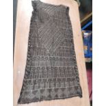 Unusual 1920s tabbard dress with metal flecks crimped on to a fine black mesh fabric.wonderful