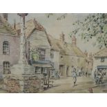 A watercolour, K, Wellington Square, Alfriston, Sussex, indistinctly signed and dated 1977, 11in x