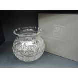 A large clear cut Waterford crystal bowl,The Martha Washington Unity vase including box