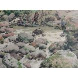 A watercolour, Boris Aniken, Rashia River, signed and attributed verso, 15in x 19in