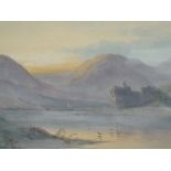 An oil painting, A McDonald, Scottish Loch and Castle, signed, 11in x 17in