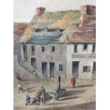 A watercolour, CJM Stirling, opposite The Eagle Hotel, signed and dated 1834, (as featured on