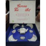 A mid 20th century Corona pottery tea set, in original box