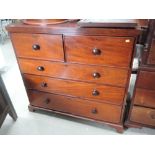 A Victorian mahogany chest of two large and three long cockbeaded drawers, on bracket feet