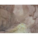 A watercolour attributed to Francis Nicholson, Gardale Scar, 10in x 12.5in, attributed verso