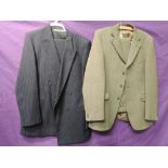 Two good quality vintage 1970s gents suits, one blue with pin stripe and made of wool and the