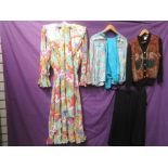 A lot of three 1980s silk Diane Freis outfits, all good condition, in various vibrant patterns,bar