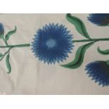 Large lot of vintage 1960s fabric with bright bold daisy print.selvedge has initials 'EW', thought