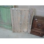 A 19th century rustic stripped pine window/shutter door of studded plank Spanish design