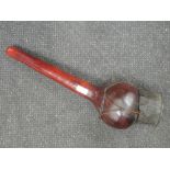 A vintage treen gourd, African bong pipe with strapwork art