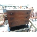 A 19th century mahogany specimen chest of three drawers, on bob feet