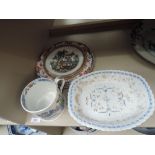 A selection of 19th century pottery including plates and tankard