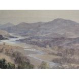 Two watercolours, 19th century valley landscape, 13.5in x 20in and river landscape, 13in x 19in
