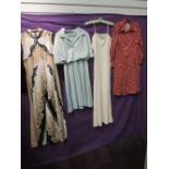 A lot of four vintage 60s and 70s dresses, comprising of two maxi dresses and two day dresses. Mixed