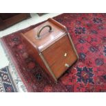 A late Victorian/Edwardian mahogany coal purdonium having liner (no shovel)