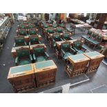 A late 19th century golden oak Council Chamber desk of clerk, large size having later inset top on