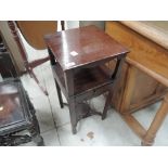 A 19th century mahogany night stand having square top with drawer and square legs