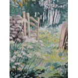 A watercolour, Stephen Darbishire, Path to the wood, signed, dated 1984 and attributed verso, 8in