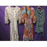 A lot of three 1980s silk Diane Freis dresses, all good condition, in various vibrant silks.