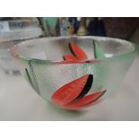 A Swedish art glass bowl by Kosta Boda having tulip decoration, signed Ulrica Hydman