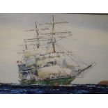 A pair of watercolours, Albert Smith, Tweed and Aristides, sailing ships, signed, 14in x 21in