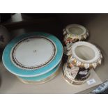 A pair of 19th century Derby style vases of gilt heightened Imari inspiration and a selection of