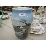 A Royal Copenhagen baluster vase having cottage landscape decoration, numbered 2776 1217