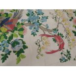 A huge quantity of vintage fabric 'Rock bird' by G.P & J Baker LTD. printed in England.