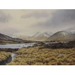 A watercolour, Jim Ingham Riley, The Blackmount from the edge of Rannoch Moor, signed and attributed