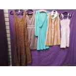 Five vintage dresses,various patterns styles and sizes. good condition, mainly 1960s and 70s.