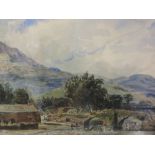 A watercolour Ralph Mason, country landscape, 8in x 16.5in and a watercolour, Bedgellant, North