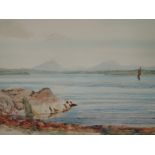 A watercolour, P MacGregor Wilson, coastal landscape, signed