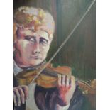 An oil painting on board, Violinist, 23in x 16in