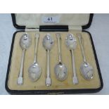 A set of six silver teaspoons of architectural form, Sheffield 1933, C W Fletcher & Son Ltd