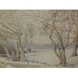 A watercolour, Arthur Tucker, The First Snow, signed and attributed verso, 7in x 10.5in