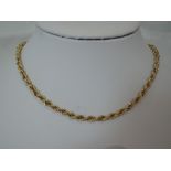 A 9ct gold rope chain, (AF)