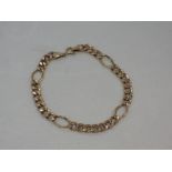 A 9ct rose gold figaro link bracelet