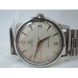 A gents Omega Seamaster wrist watch marked automatic but having a wind up mechanism, with Arabic and